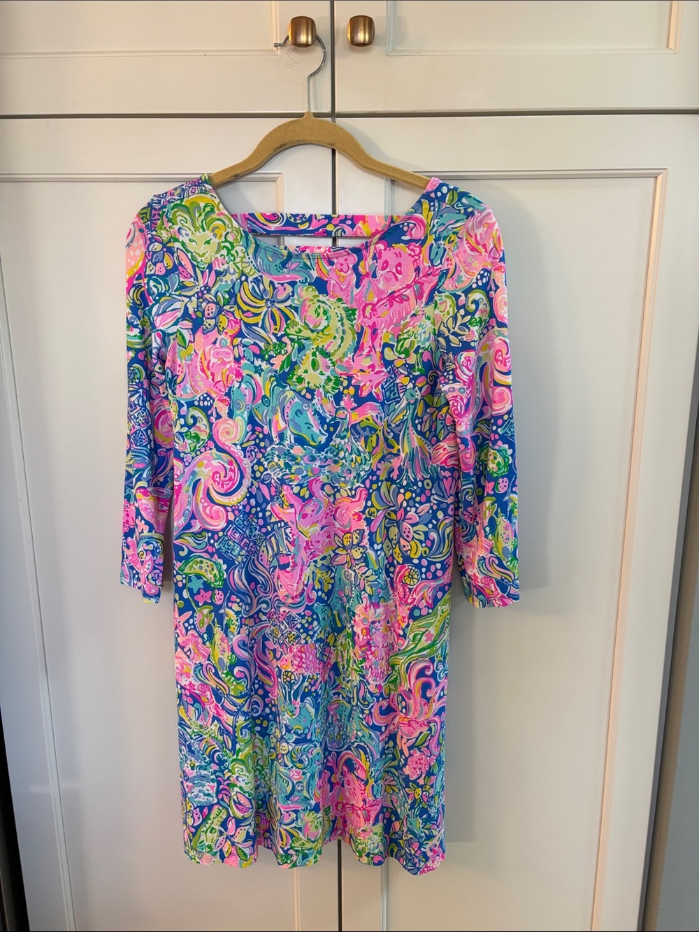 Lilly Pulitzer Pink, Blue & Green Paisley-Print 3/4 Sleeve Dress Like New!